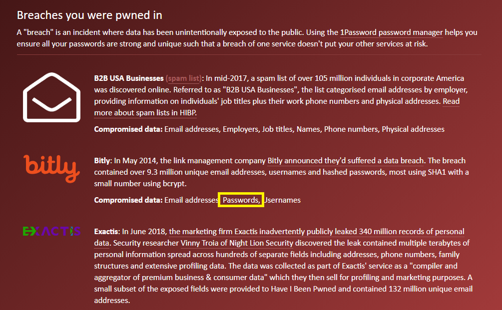 HaveIBeenPwned Password Highlight